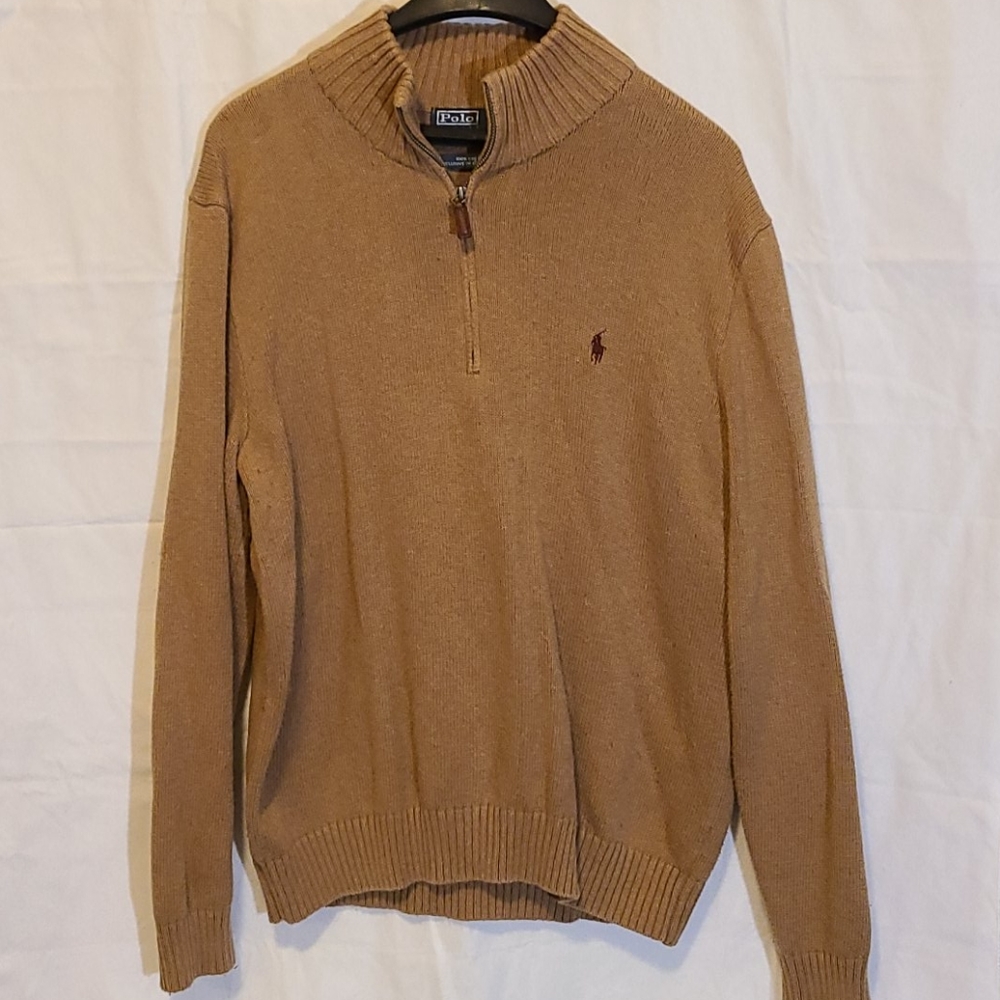 Tan Polo Ralph Lauren Quarter Zip Sweater